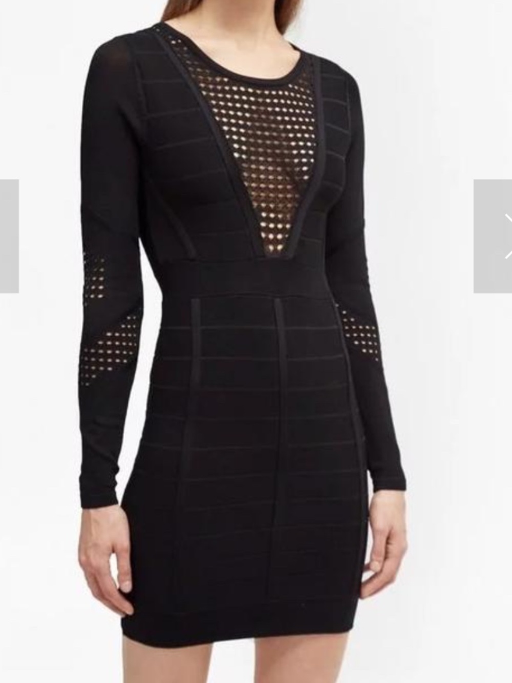 French Connection Black Bandage Mesh Mini Dress Size 2 NWT